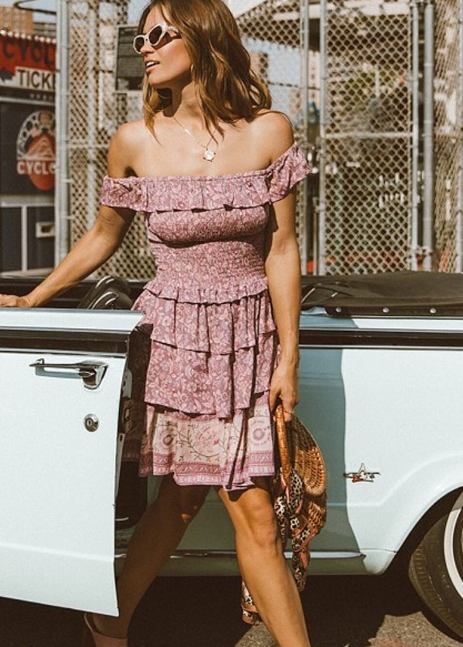 Spell & The Gypsy Dahlia Ra-Ra Mini Dress Mulberry Size Small Boho Floral Ruffle